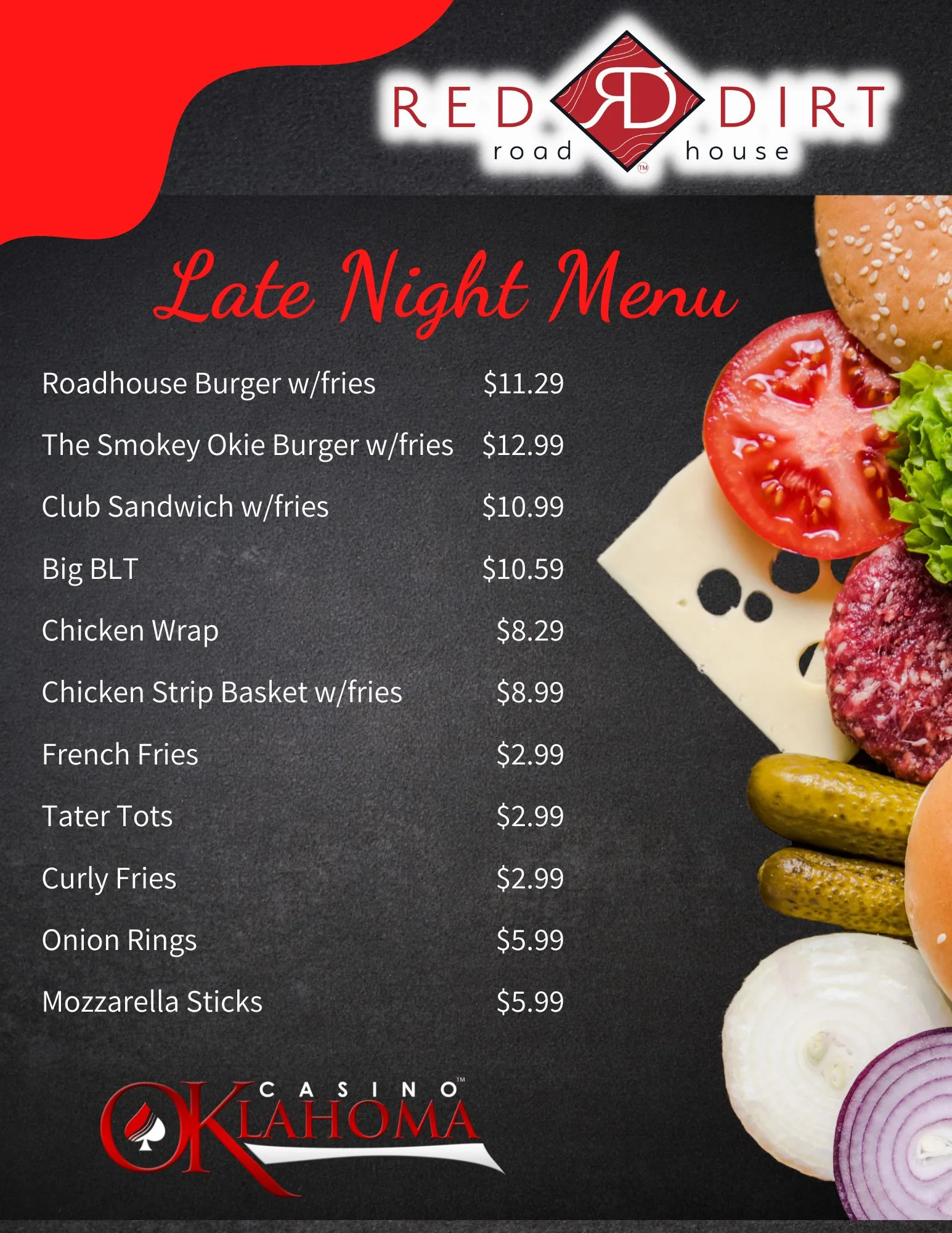 RDR Late Night Menu